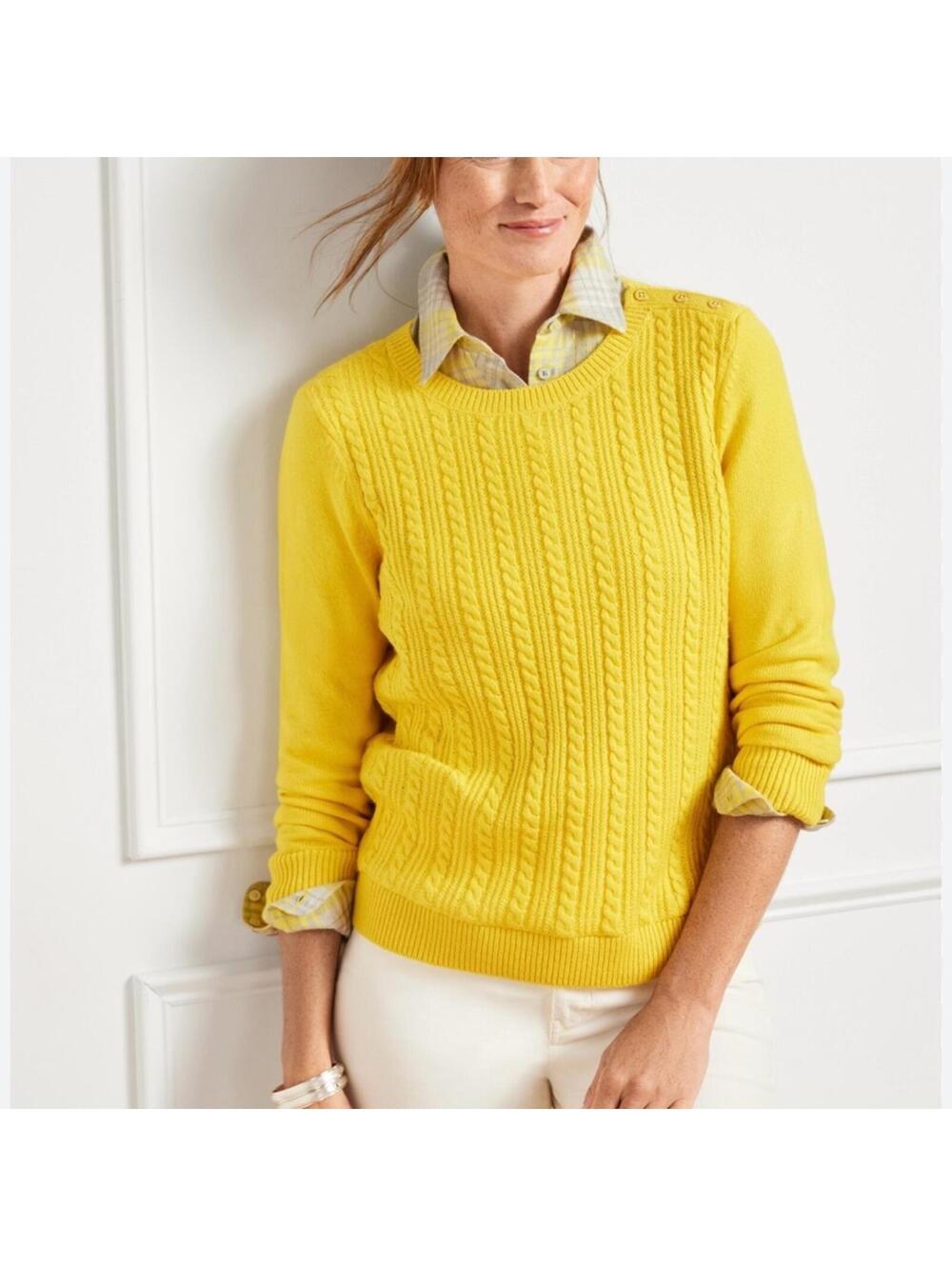 Talbots Women's Yellow Cable Knit Sweater XS
